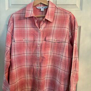 Old Navy "the Boyfriend Shirt" Pink Flannel Shirt - EUC